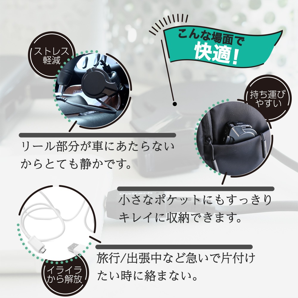 katamaki 片側だけ引き出せる 巻取り式 USB Type-A to USB Type-Cケーブル 75cm (OWL-CBKRPAC75)