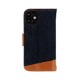 iPhone 12 mini (5.4インチ) 用 デニム×PUレザー 手帳型ケース インディゴブルー × キャメル(OWL-CVIC5412-IDCA)