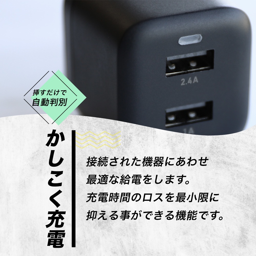 最大17W USB Type-A 2ポート AC充電器 超タフUSB Type-A to USB Type-C ケーブル セット 1.5m (OWL-AC17WAAC15)