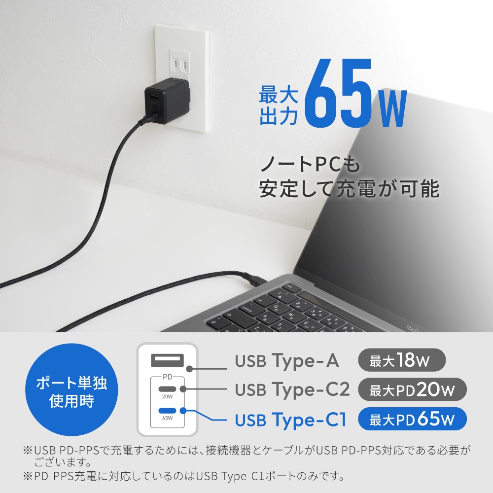 ����65W���� USB Type-C��2 USB Type-A��1 AC���Ŵ� OWL-APD65C2A1GS