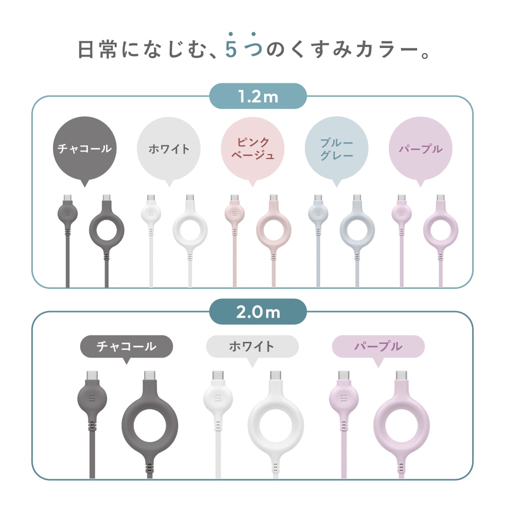 Soft Ring Cable(USB Type-C to USB Type-C) OWL-CBS2CC-SFTシリーズ