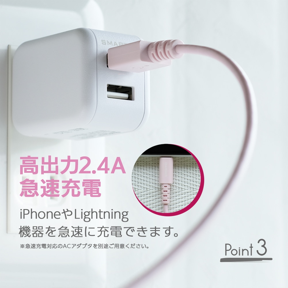 ���餫�������˶��� �Ѷ���1.5���� USB Type-A to Lightning�����֥� 1.2m (OWL-CBKLTSR2R12)