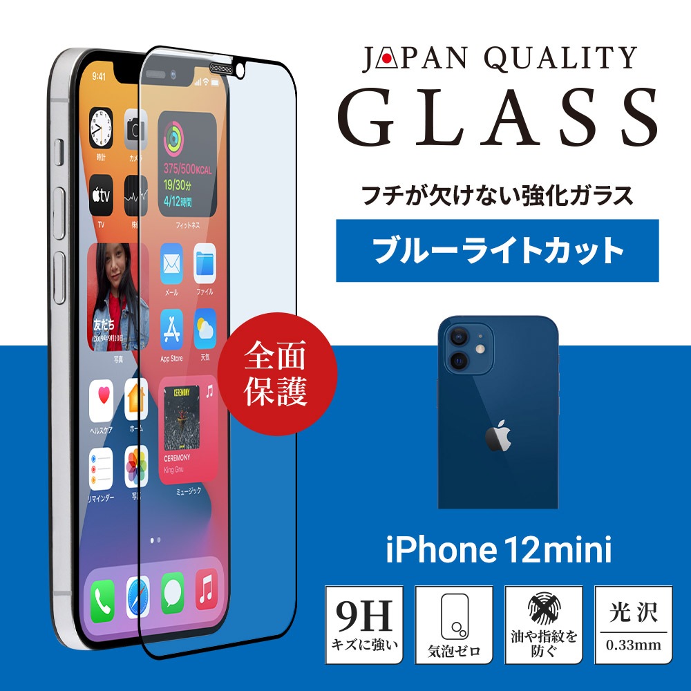 iPhone 12 mini (5.4�����) �� Ž��ߥ����� ���󤿤�3���ƥå�Ž���դ����å��դ� �����ݸ� �������饹 �����֥롼�饤�ȥ��å�(OWL-GSIC54F-BC) 