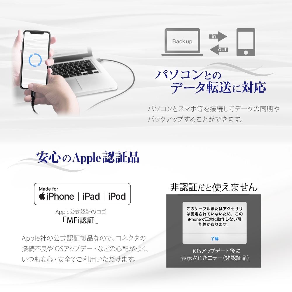 �ڥ����ȥ�åȡ�Lightning���� / �ǡ����̿������֥� 50cm 0.5m ���餫�������˶���(OWL-CBKLTSR5)