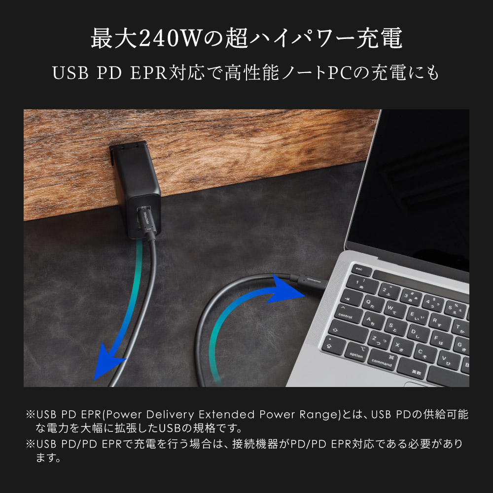 ��®ž�� ����20Gbps��PD240W���� USB Type-C to USB Type-C�����֥� 1m OWL-CB20G01CC10-BK