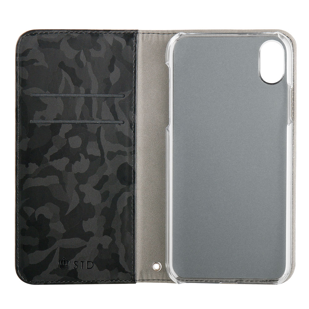 iPhone XR 6.1インチ 手帳型ケース PUレザー カモフラージュ(OWL-CVIA6107)
