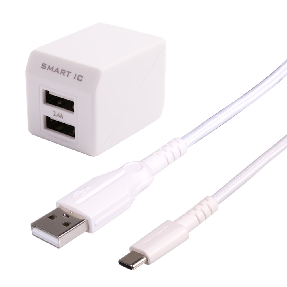超タフUSB Type-Cケーブル付属 スマートIC搭載 AC充電器 急速充電対応