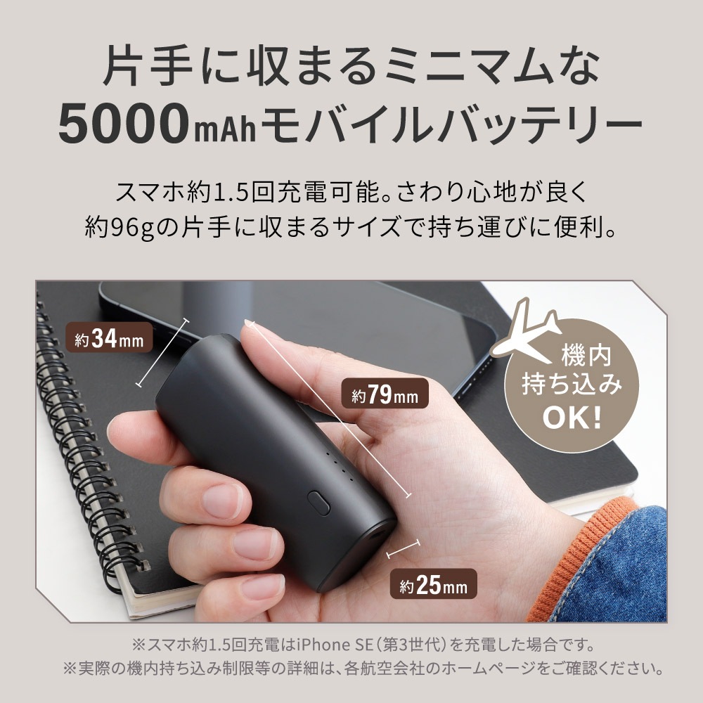 Ҽ˼ޤߥ˥ޥശ 5000mAh PD20Wб USB Type-CϡUSB Type-A ХХåƥ꡼ (OEC-LPB5018)