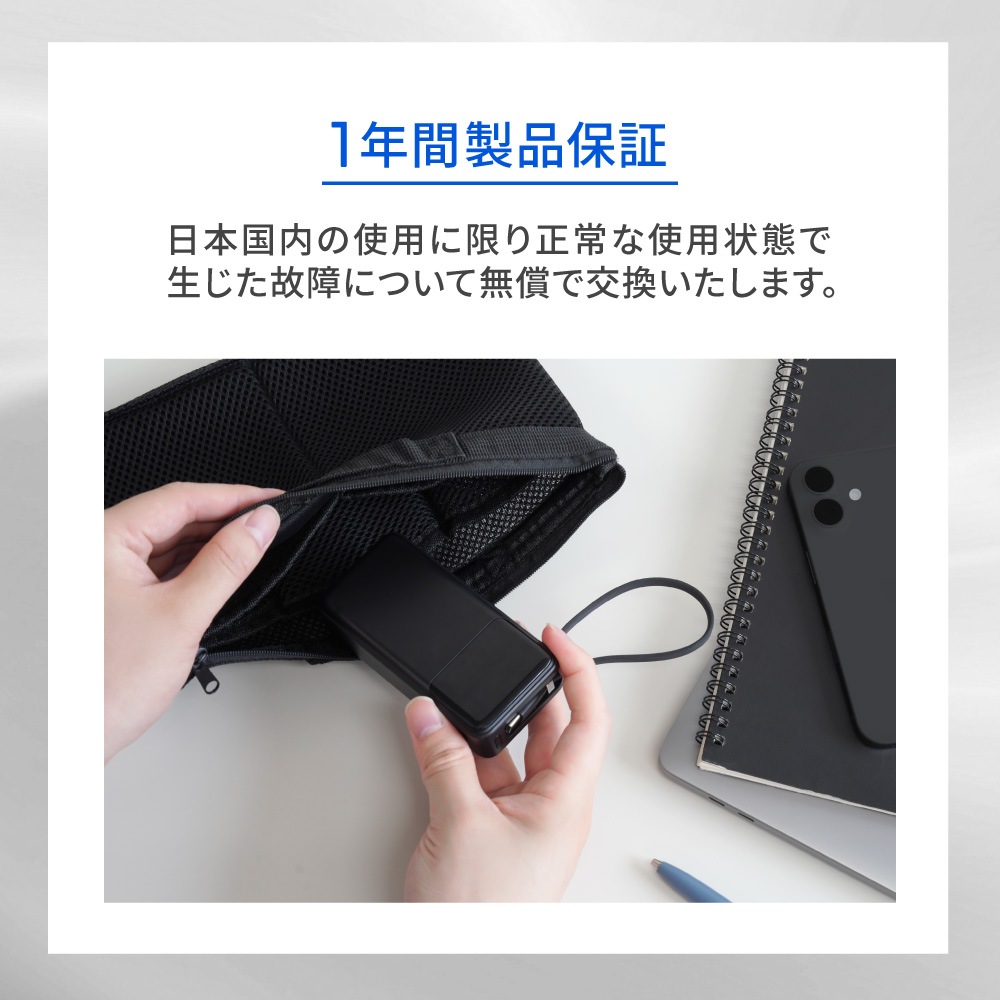 USB Type-C�����֥���η� �ǥ�����ɽ����� 10000mAh ����PD30W�б� USB Type-C������ USB Type-A���� ��Х���Хåƥ꡼ OWL-LPB10026C���꡼��