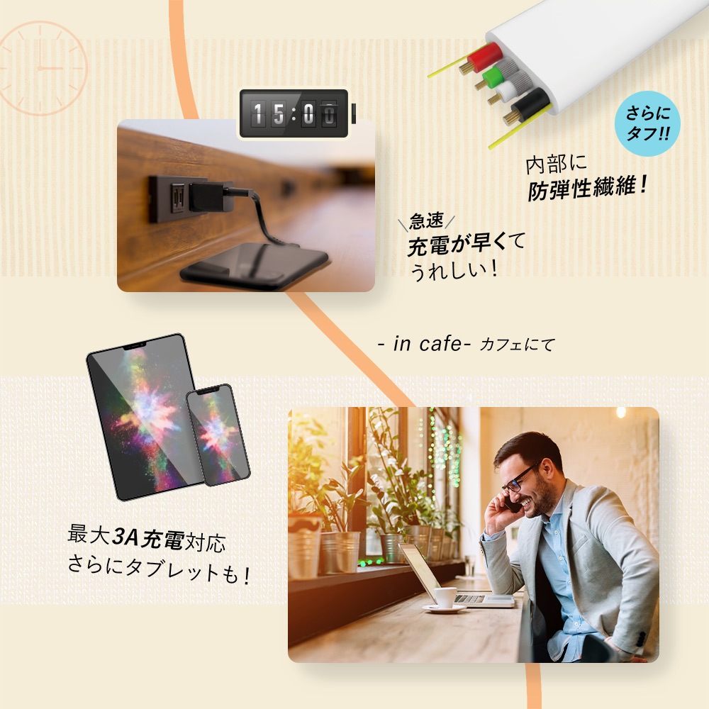 USB Type-C to Lightningケーブル L字コネクタ 10cm(OWL-CBKLTC1L)