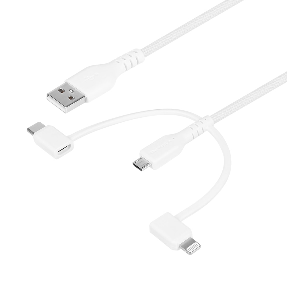耐屈曲12万回 最大2.4A充電/データ転送対応 Type-A to microUSB/Type-C/Lightning 3in1 超タフケーブル OWL-CBA6ABMシリーズ