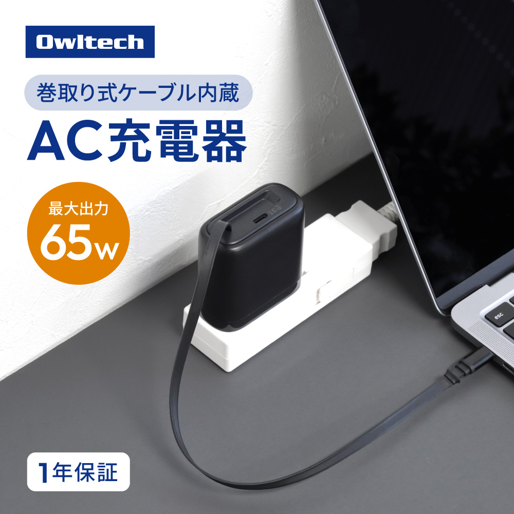 ����65W���� USB Type-C��1 USB Type-C����ꥱ���֥���¢ AC���Ŵ� OEC-APD65C2RG-BK