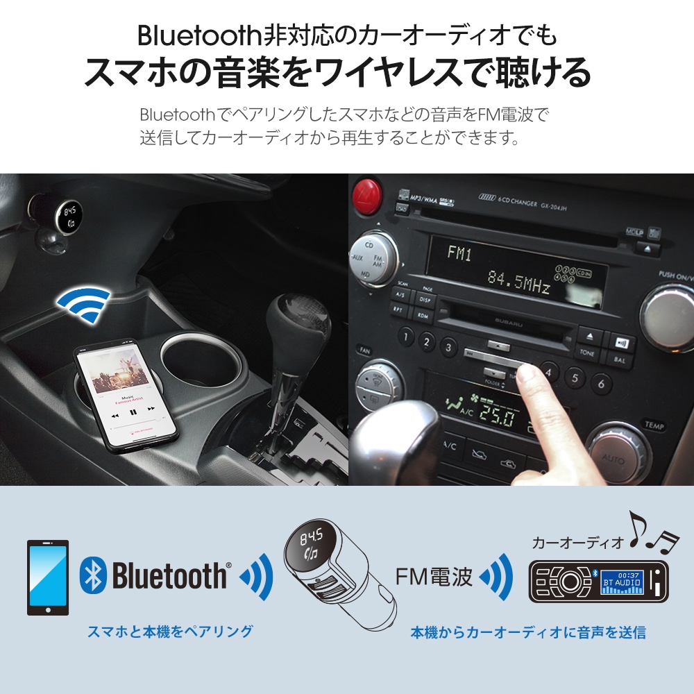 �ڥ����ȥ�åȡ�FM�ȥ�󥹥ߥå��� Bluetooth��USB�ݡ����դ�(OWL-BTFMU001)