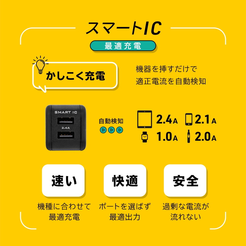 �ڥ����ȥ�åȡۥ��ޡ���IC��ܤǤ����������� USB Type-A��2�ݡ��� ���2.4A���� 12W USB AC���Ŵ��OWL-ACU2F24S2��
