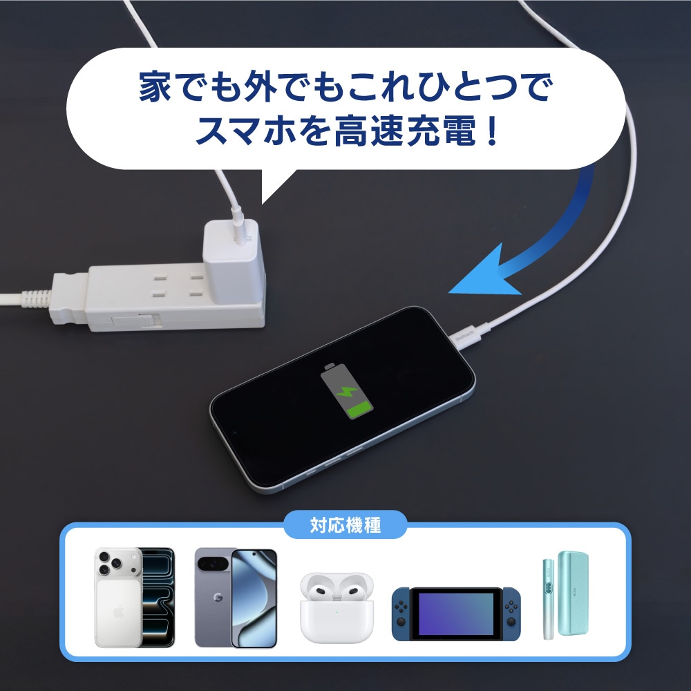 USB Type-C�����֥���° ����PD20W���� GaN���� USB Type-C��1 AC���Ŵ� OWL-APDJ20CC15-WH
