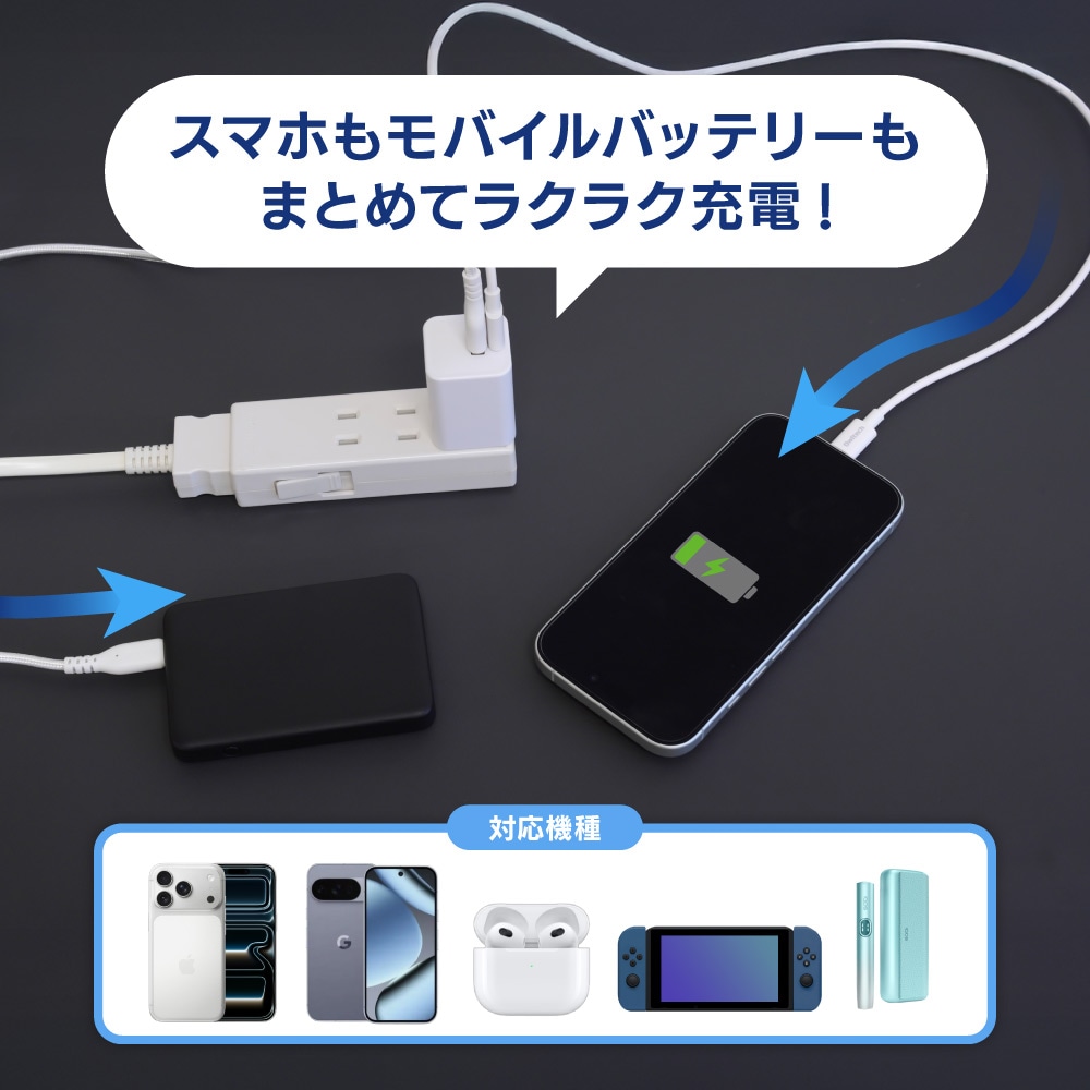 USB Type-C�����֥���° ����PD20W���� GaN���� USB Type-C��1 USB Type-A��1 AC���Ŵ� OWL-APDJ20DCC15-WH
