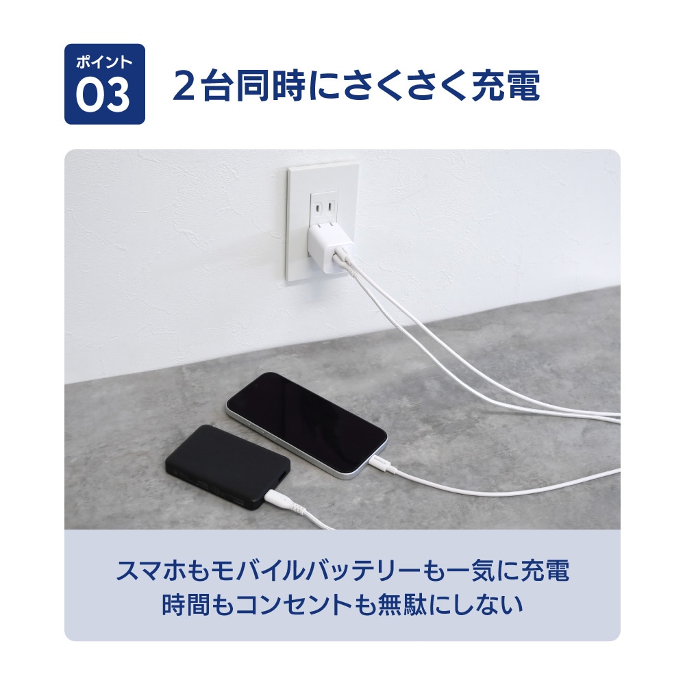 USB Type-C�����֥���° ����PD20W���� GaN���� USB Type-C��1 USB Type-A��1 AC���Ŵ� OWL-APDJ20DCC15-WH