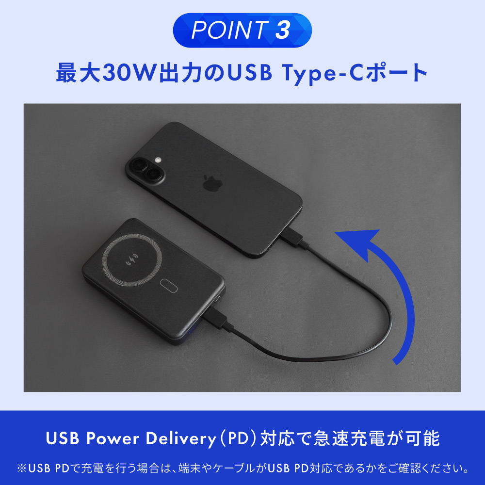 ��������Ӻ��� ���ޥۥ����� 10000mAh ����PD30W�б� USB Type-C������ �ޥ��ͥåȼ��磻��쥹�����б� ��Х���Хåƥ꡼ OWL-LPB10025MG