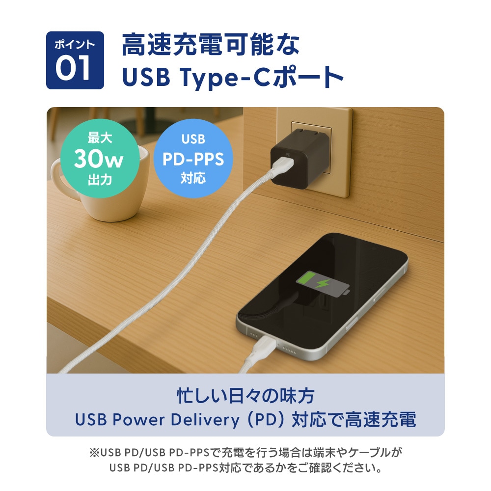 ����PD30W���� GaN���� USB Type-C��1 AC���Ŵ� OWL-APD30C1GB