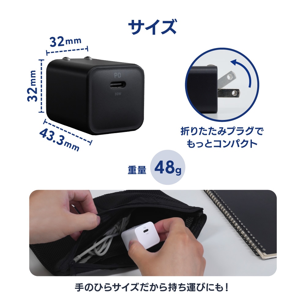����PD30W���� GaN���� USB Type-C��1 AC���Ŵ� OWL-APD30C1GB