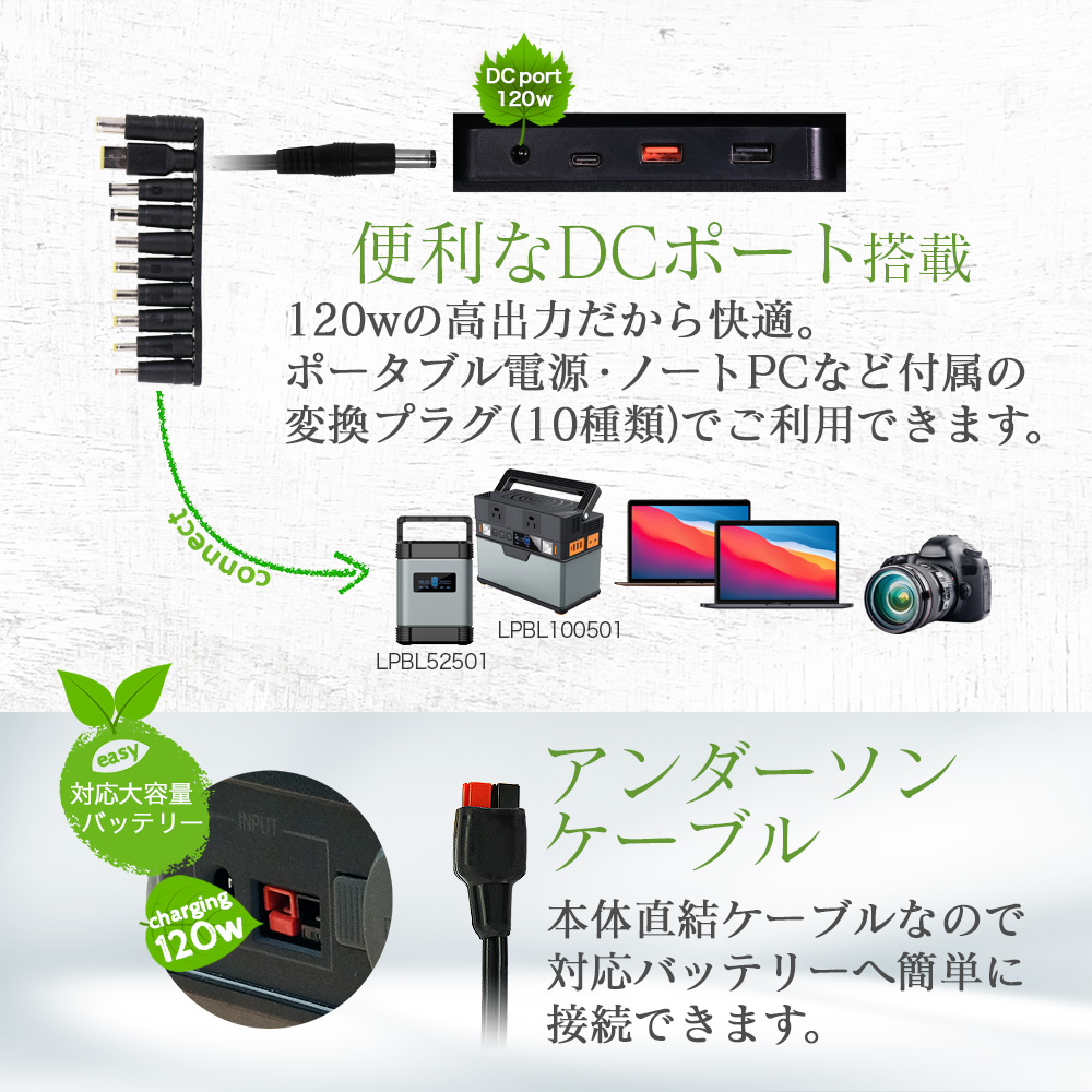 災害時などに電源として使える 3つ折りソーラーパネル電源 120W (OWL