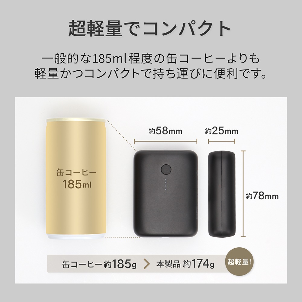 PD20W対応 小型・超軽量 モバイルバッテリー 10000mAh USB Type-C入