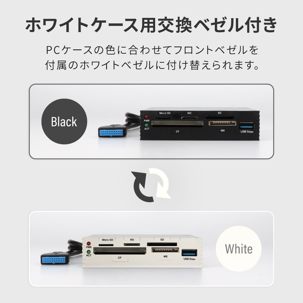 SD4.0/UHS-II対応 対応メディア57種類 USB 5Gbps 3.5インチベイ内蔵型 マルチカードリーダー/ライター (OWL-MCRUHS2U3)