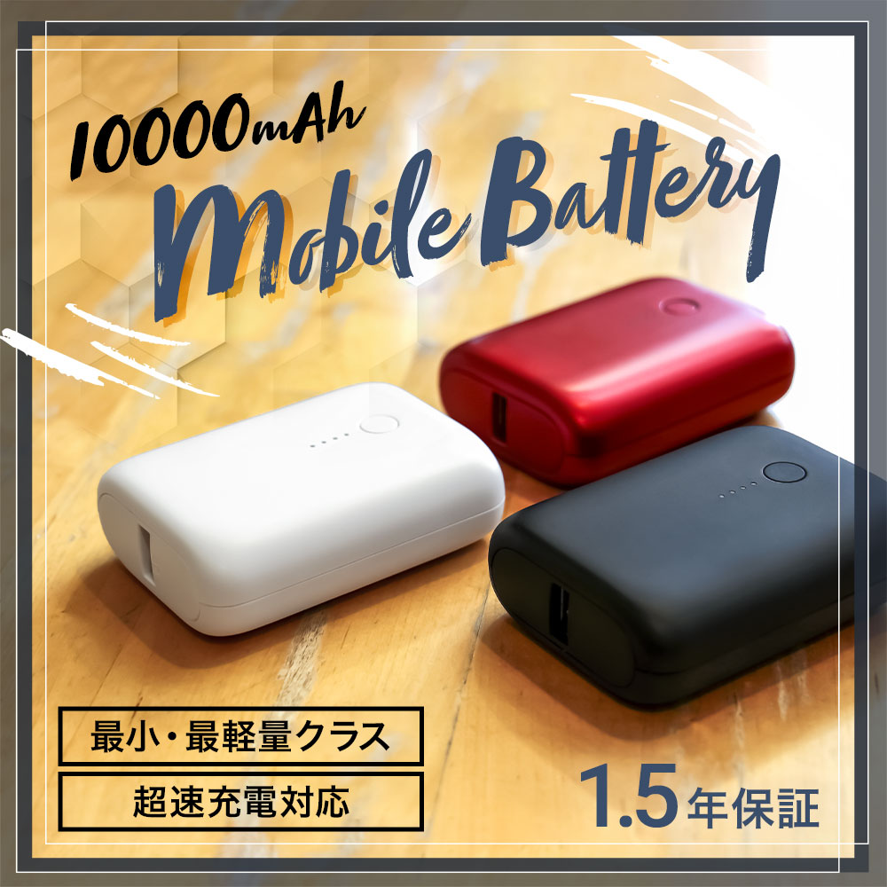 最小・最軽量モバイルバッテリー 10000mAh PD18W対応 Type-C入出力+USB Type-A出力(OWL-LPB10015)