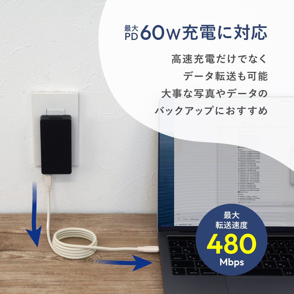 ¡ÚÈÎÏ©¸ÂÄê¡Û½À¤é¤«¤¯¼§ÎϤǤޤȤޤë PD60W½¼ÅÅ¡¿¥Ç¡¼¥¿Å¾Á÷ USB Type-C to USB Type-C ¥·¥ê¥³¥ó¥Þ¥°¥Í¥Ã¥È¥±¡¼¥Ö¥ë (OEC-CBM3CC)