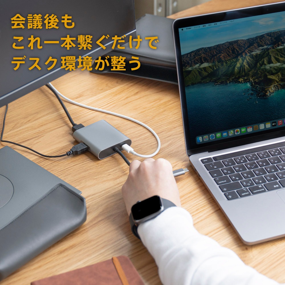 USB3.2 Gen1�б� PD100W���ťݡ����դ� USB�ϥ� 4 in 1 USB Type-C to �ޥ���ݡ��ȥ����ץ��� (OWL-DS3181-SV)�ڥ����ݥ��оݡ�