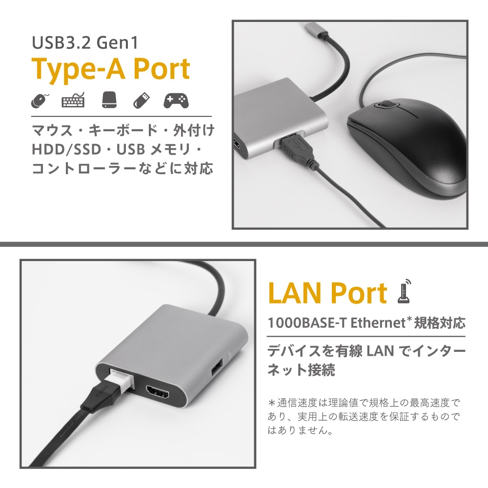 USB3.2 Gen1�б� PD100W���ťݡ����դ� USB�ϥ� 4 in 1 USB Type-C to �ޥ���ݡ��ȥ����ץ��� (OWL-DS3181-SV)�ڥ����ݥ��оݡ�