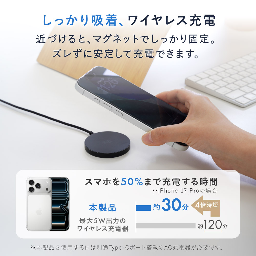 Qi2ǧ�ڼ��� Qi2.2�б� ����25W �����֥���η��磻��쥹���Ŵ� OWL-MW05