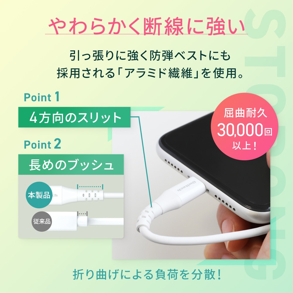 Audio+充電 充電用Lightningポート付き Lightning to 3.5mmミニジャック 変換ケーブル(OWL-CBLTF35LT02-WH)