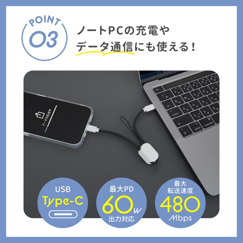 PD60W���š��ǡ���ž�� USB Type-C to USB Type-C ���ť����֥�ˤ�ʤ�ե��󥬡����ȥ�å� OWL-CBX4CC2