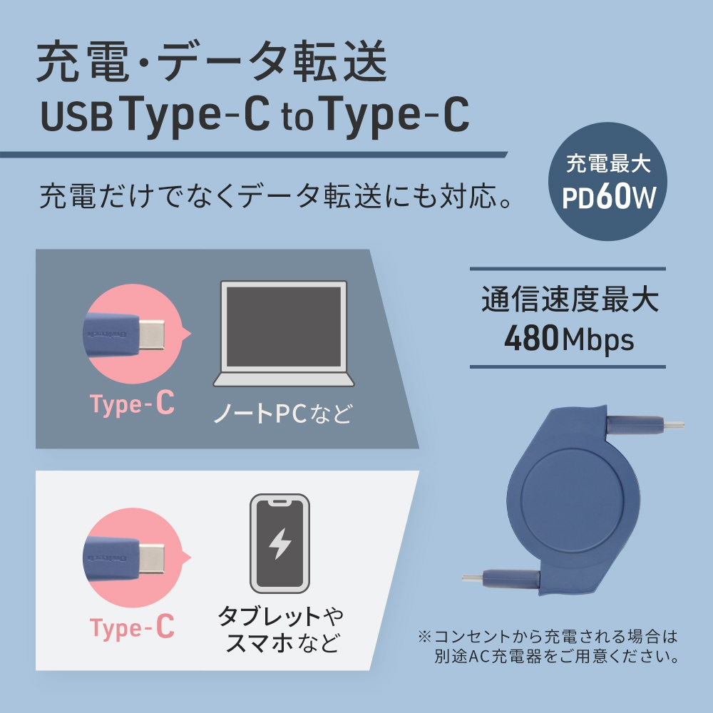 USB PD 60W�б� ���̡�����ѥ��� ξ��������꼰 USB Type-C to C �����֥� 1.2m (OEC-CBR2CC12)