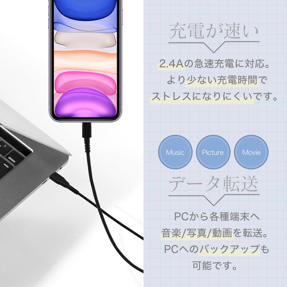 Ķ���ե��ȥ��󥰥����֥� USB Type-A to Lightning 100cm 1m ���ʻ25������ (OWL-CBALA10)