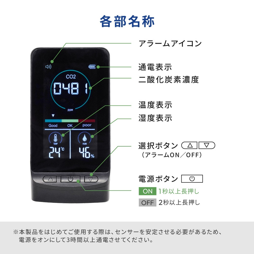 ���٤伾�٤���ܤ�ʬ���� �����ú�ǡ�CO2��ǻ��¬��� OEC-CO201-BK
