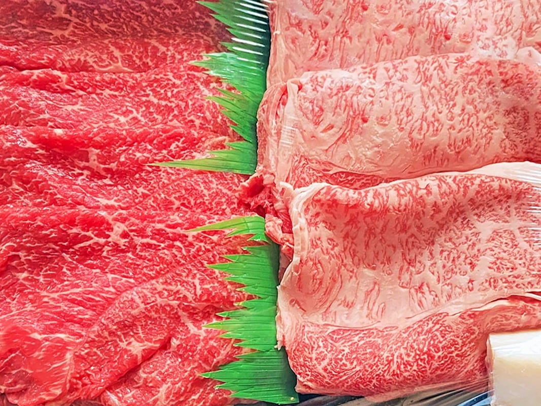 《京都》【京の肉】京都府産黒毛和牛－　上霜降り250g・赤身250g食べ比べセット（すき焼き・しゃぶしゃぶ用）