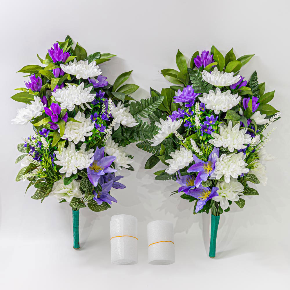 仏花 お供え花 お彼岸 お盆 お墓参り 仏壇用 50cm 白 紫 ゆり 118