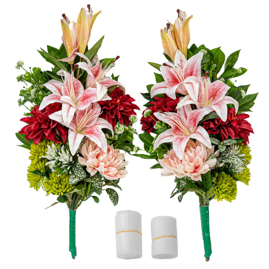 ユリと菊のお供え仏花、お盆花アレンジメント アンのお花屋さん お供え 花 お彼岸 初彼岸 ユリ アレンジメント