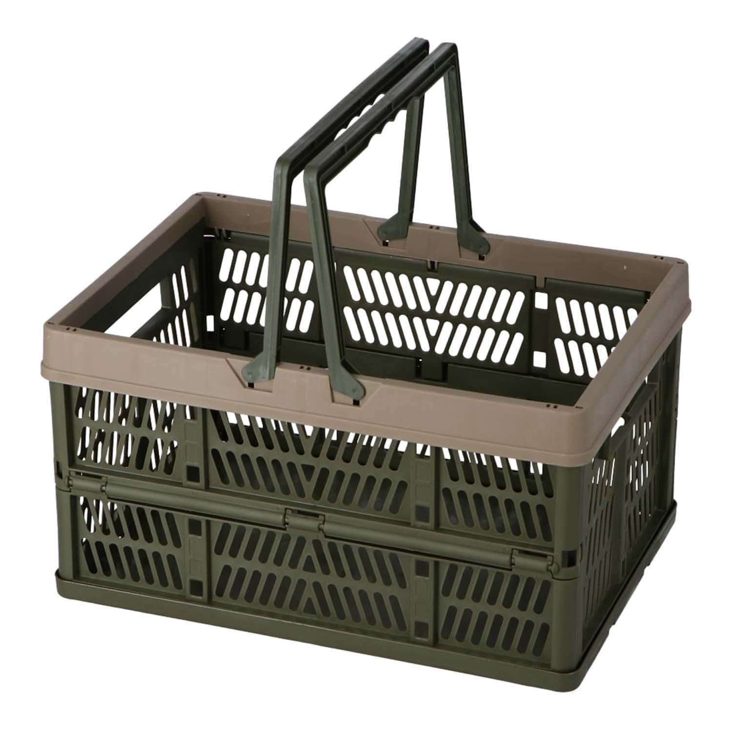 LIFELEX 取っ手付き折りたたみコンテナ カーキ/ベージュ KO14-9240　直送