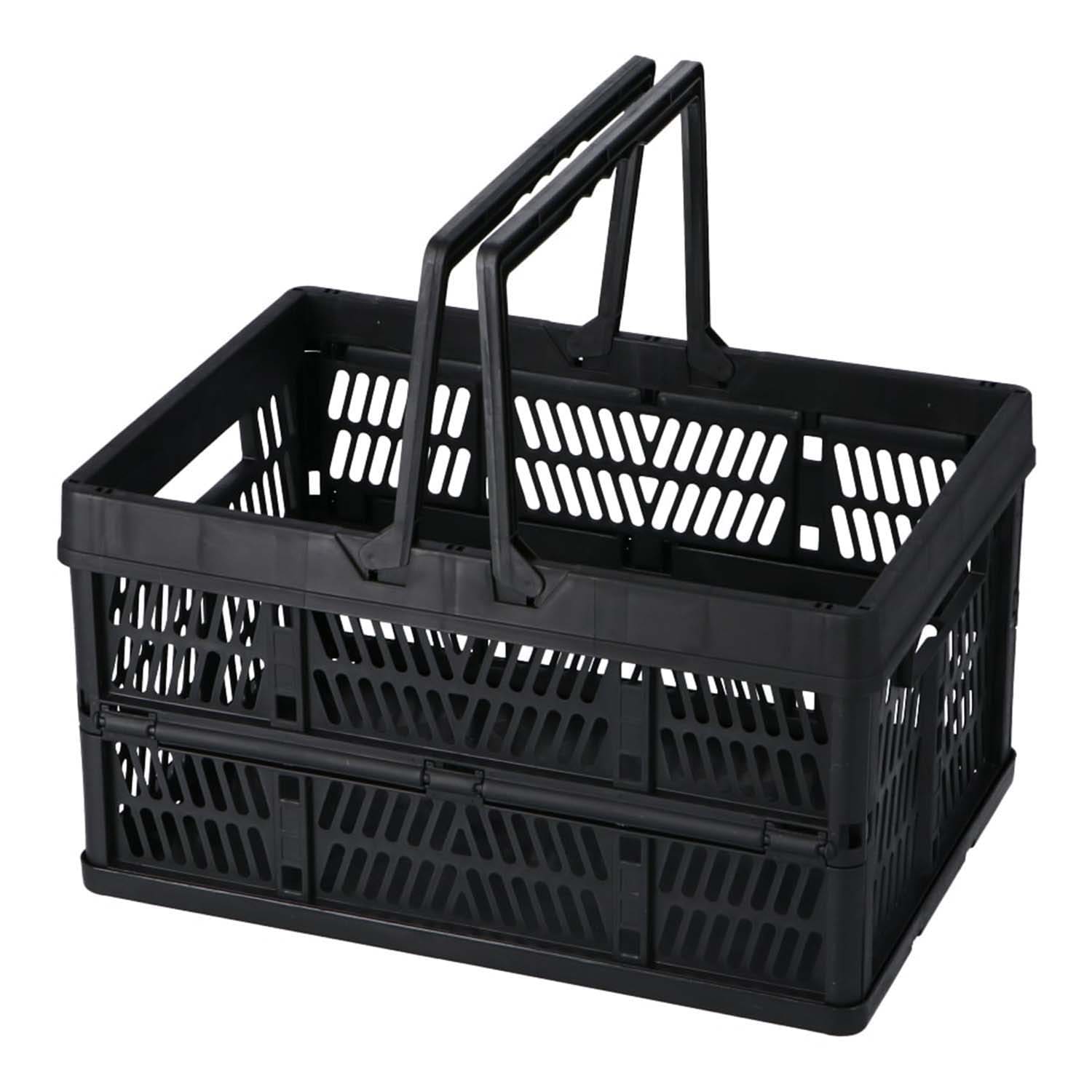 LIFELEX 取っ手付き折りたたみコンテナ ブラック KO14-9264　直送