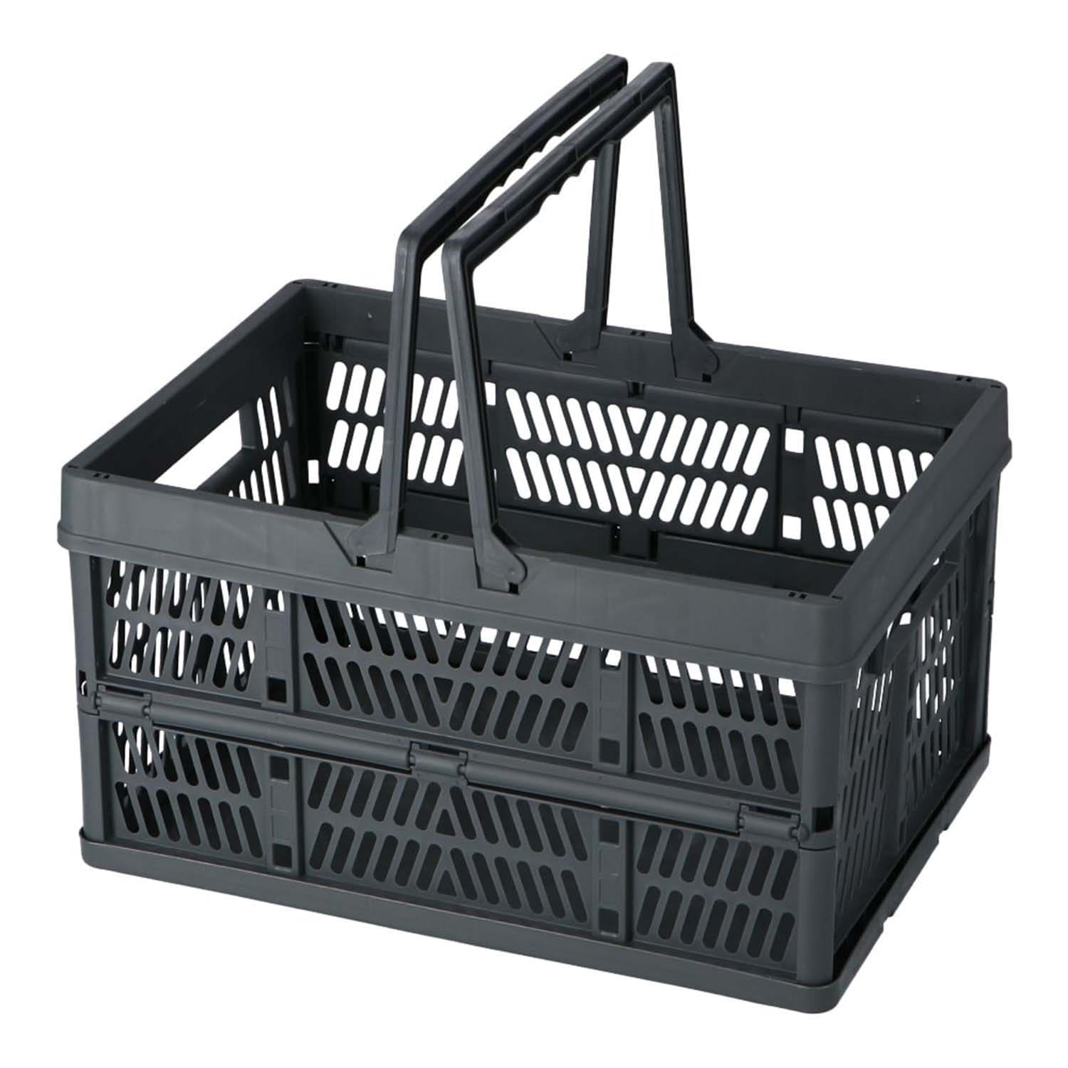 LIFELEX 取っ手付き折りたたみコンテナ グレー KO14-9257　直送