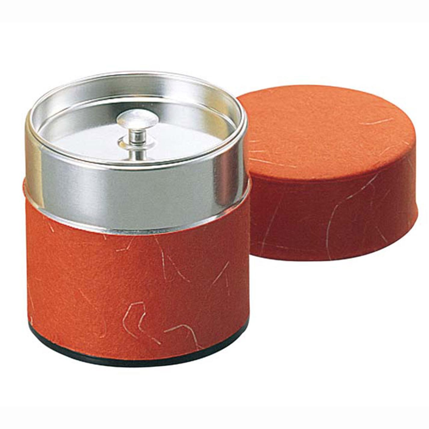 ブリキ 茶筒(ぽっかん)S 100g入 レッド(81328)　直送