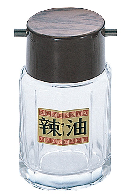 #21 木目 ラー油入れ ガラス製　直送