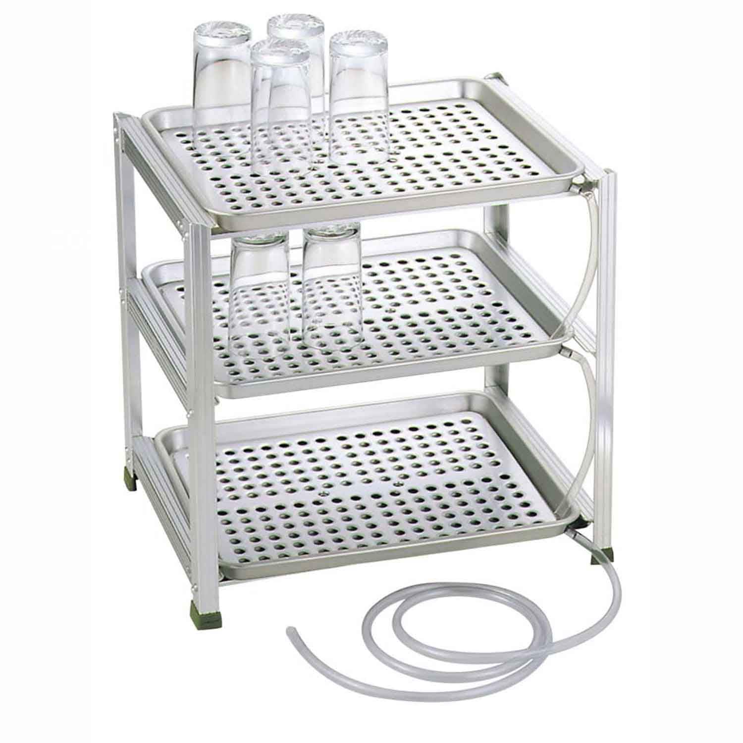 アルマイト 三段式ウォーターグラストレー(水切盆)中　直送