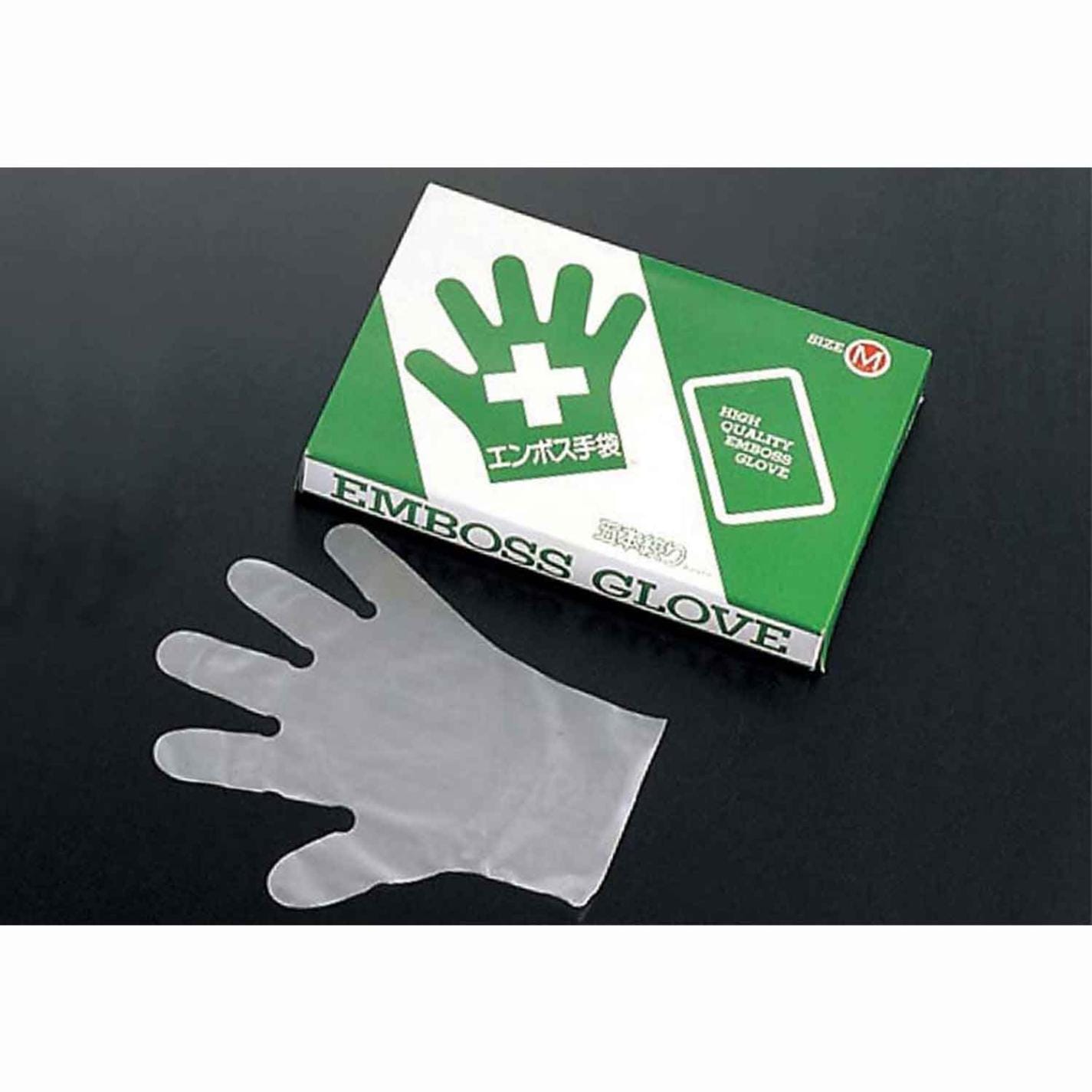 エコノミー エンボス手袋 #28 化粧箱(五本絞り)200枚入 M(外)27μ　直送