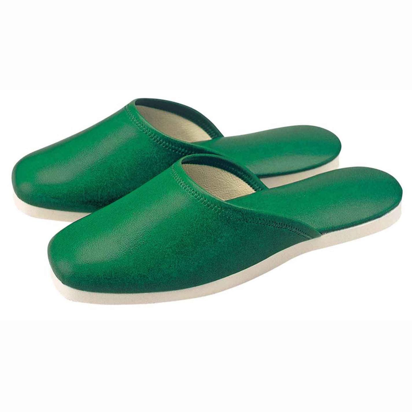 スリッパ(白薄底)前とじタイプ №014L グリーン(010)　直送