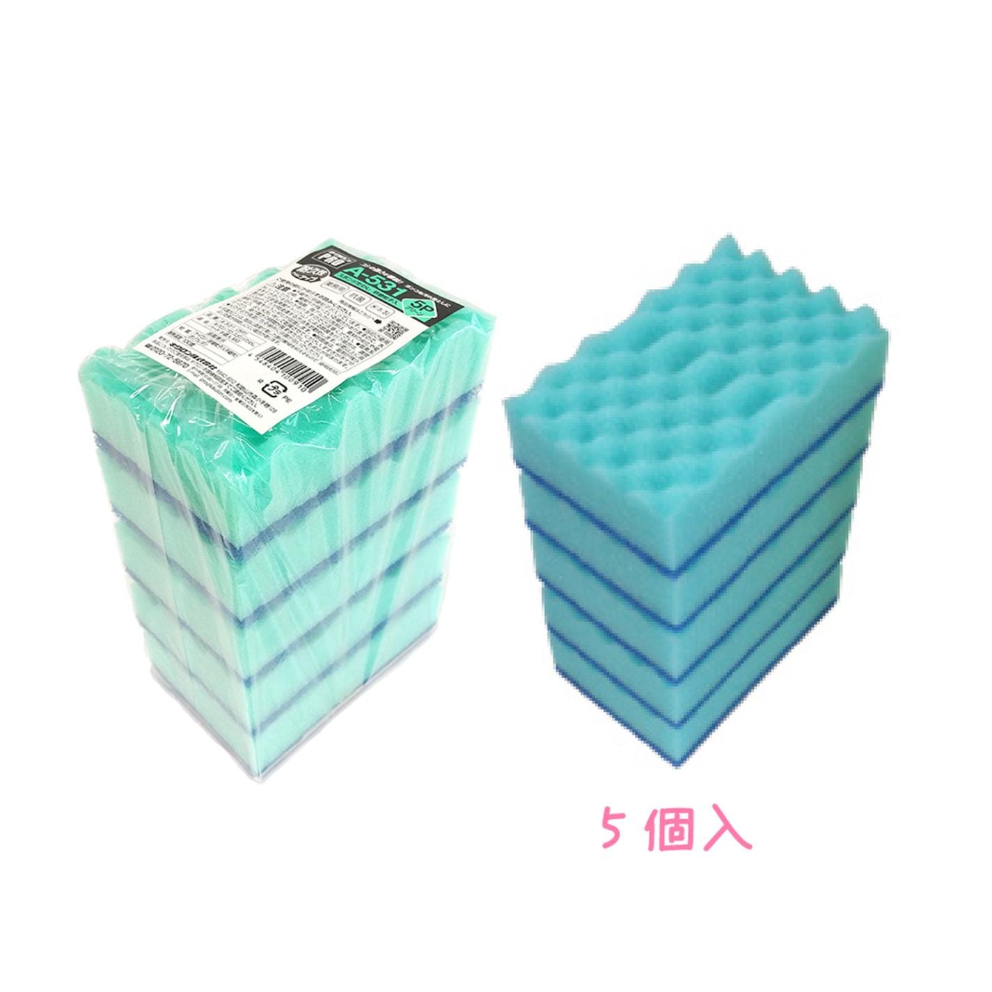 【ケース】キクロンプロＡ－531 スポンジたわし5個入Ｍ グリーン
