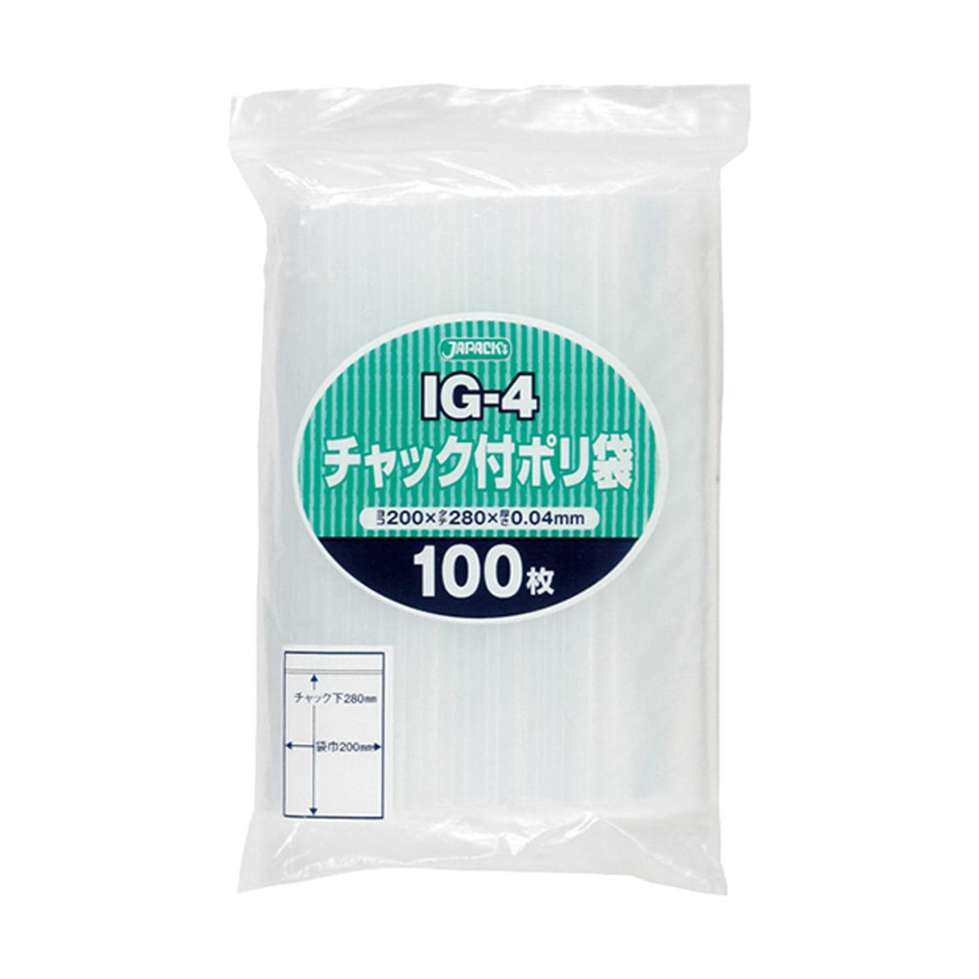 ＩＧ－4チャック付ポリ袋100枚 